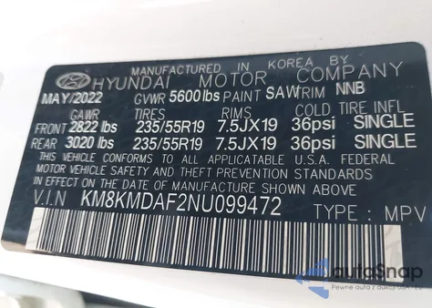 2022 Hyundai Ioniq 5 Se z USA, uszkodzony, nr VIN KM8KMDAF2NU099472